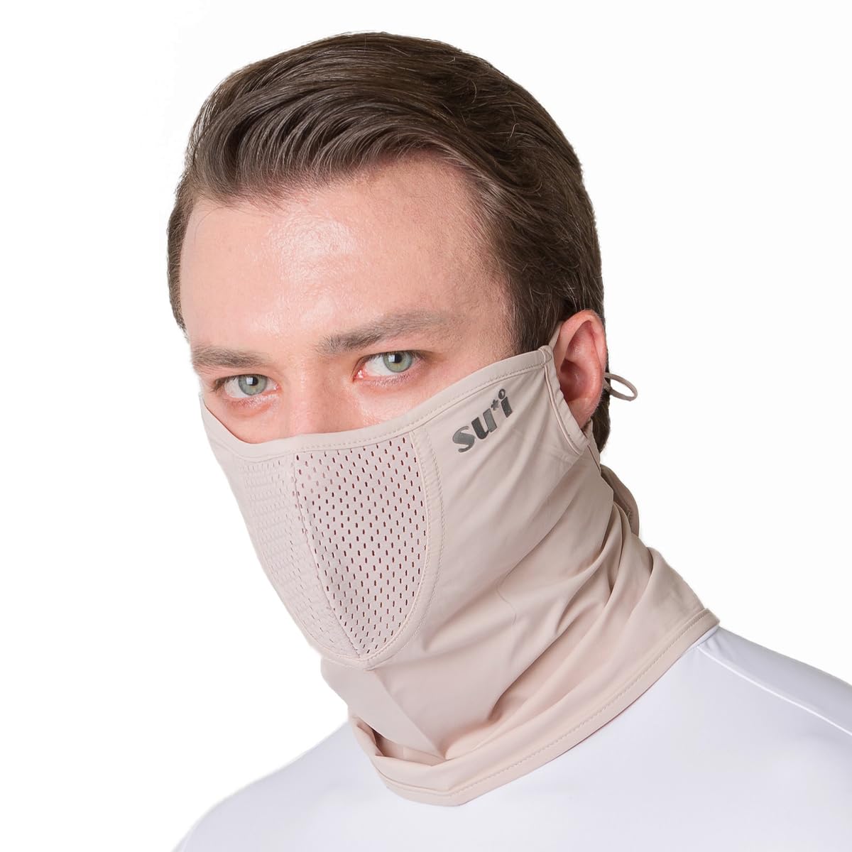 KOREA UV Sun Protection Balaclava Half Face Mask - For Hiking, Running, Cycling & Outdoor Sports (Type B) (US, Alpha, Large, B-8 Beige)