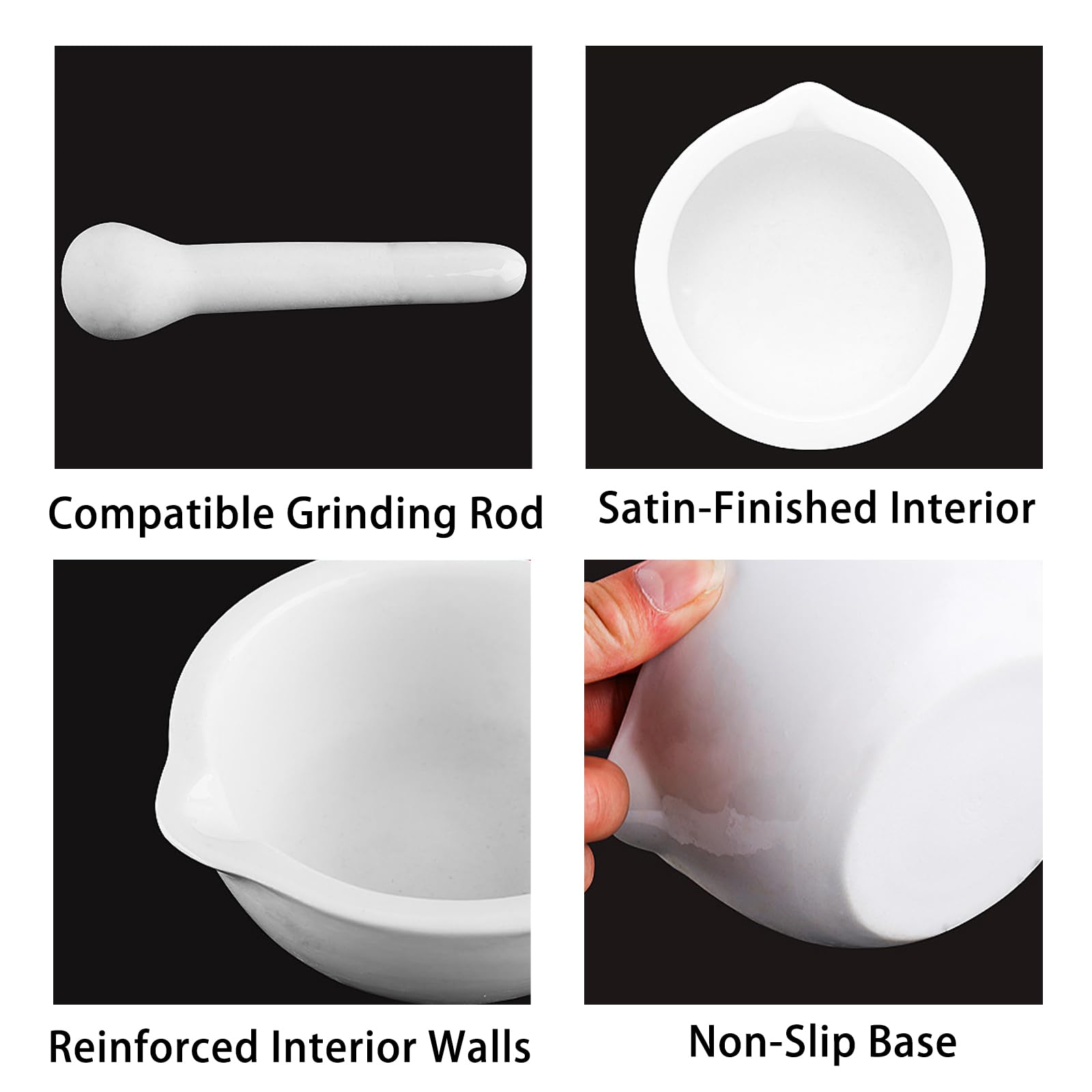 2 Pièces 55ml, 80ml, Mortier Pilon Cuisine, Pilon Cuisine, Mortar and Pestle, Petite Taille, Matériau Céramique, pour les Épices de Cuisine et le Broyage en Laboratoire