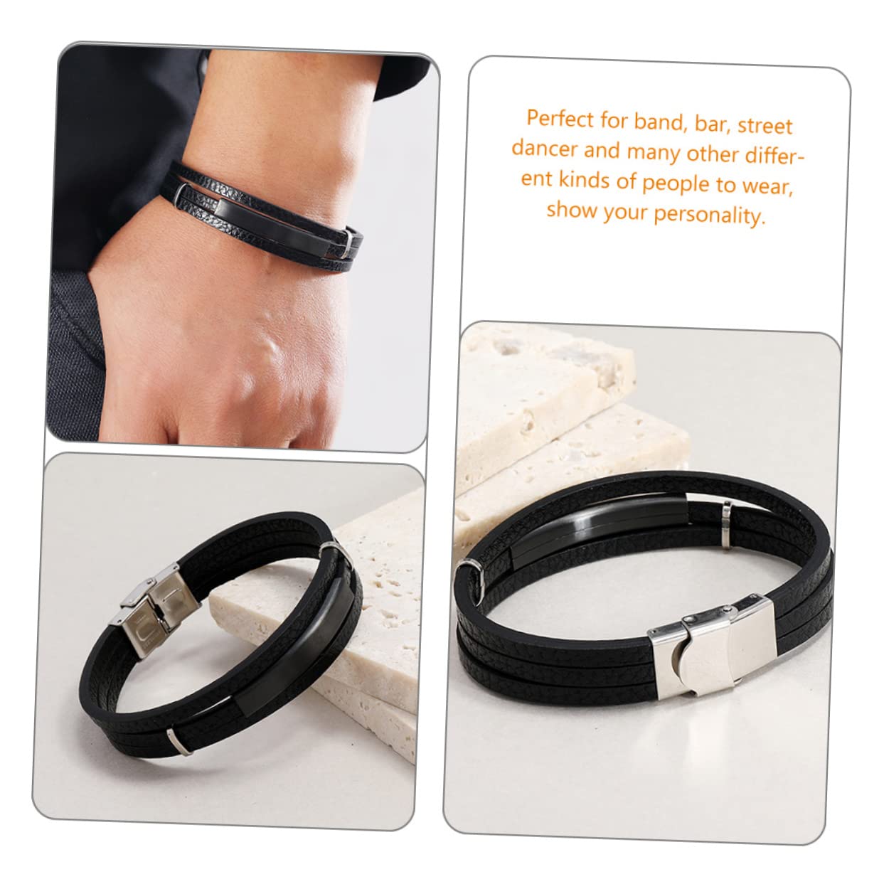 POPETPOP 10pièces Bracelet Cuir Pour Homme Lot De Design Multi-couches Décoration Élégante Pour Poignet Pours Fêtes Occasions Spéciales