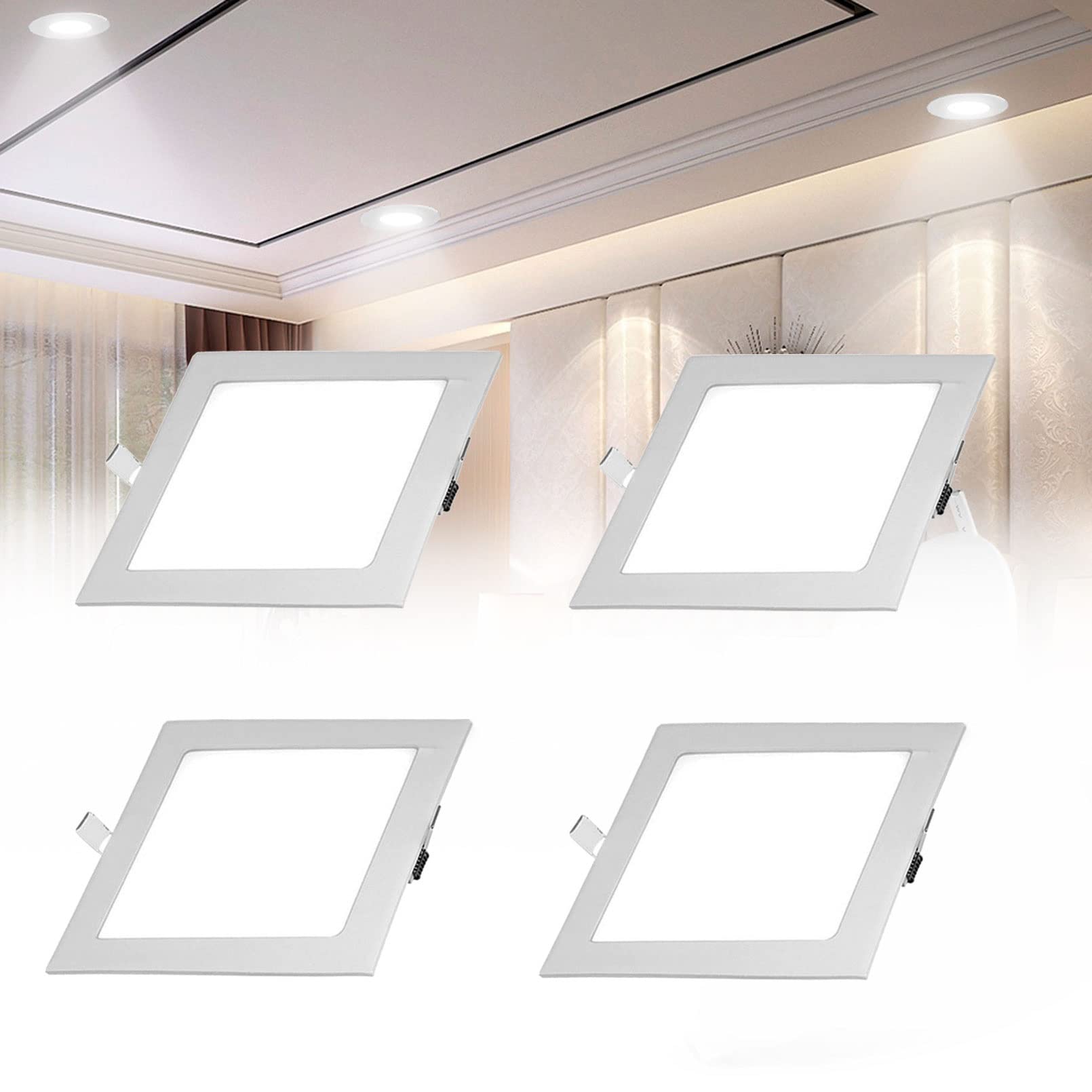 Oświetlenie Sufitowe Led Oświetlenie Sufitowe Wpuszczane 6000K Zimne Światło Odpowiednie Do Galerii Handlowych/sypialni/salonu/kuchni(12w,4pcs)