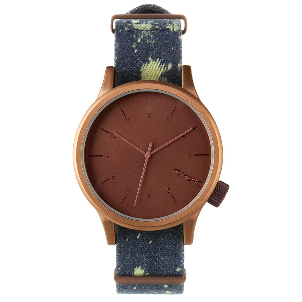 Magnus Acid Denim Print Men's Quartz Watch with Brown Dial Analogue Display and Blue PU Strap KOM-W1913