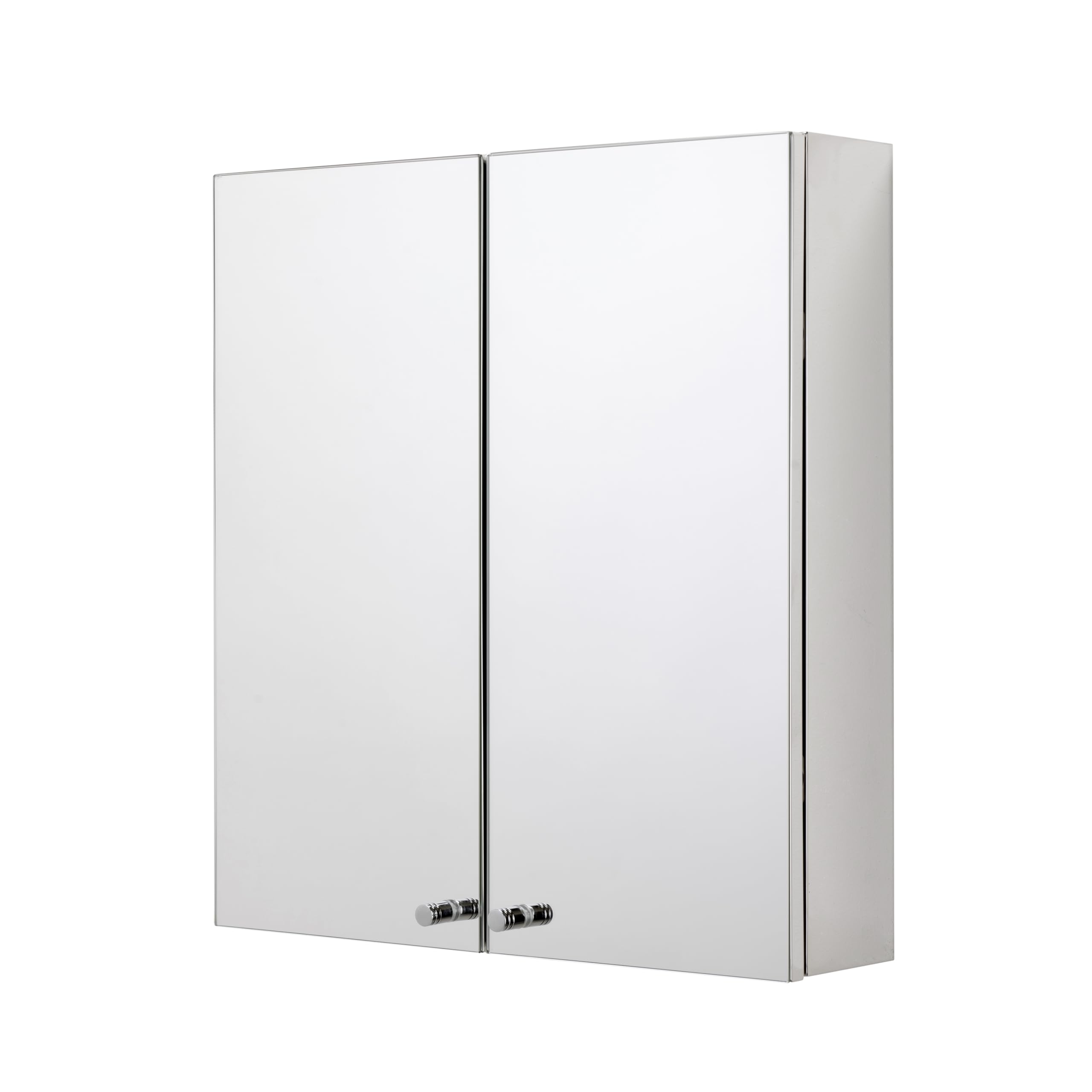 Croydex Carra Bathroom Wall Cabinet - Stainless Steel Bathroom Mirror Cabinet with One Fixed Shelf, Double Mirrored Doors and Fully Assembled (50x45cm)