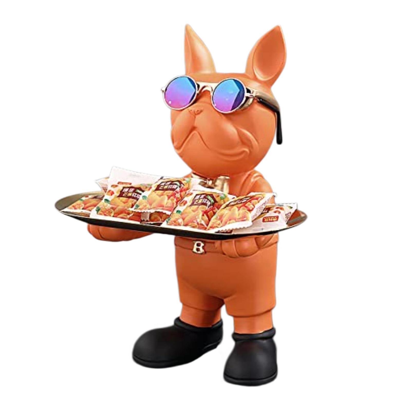 YXCQHZM French Bulldog Figurine Cool Bulldog Statue Multifunctional Desktop Decoration Fruit Bowl Gift Suitable for Home, Living Room, Office (yellow A)