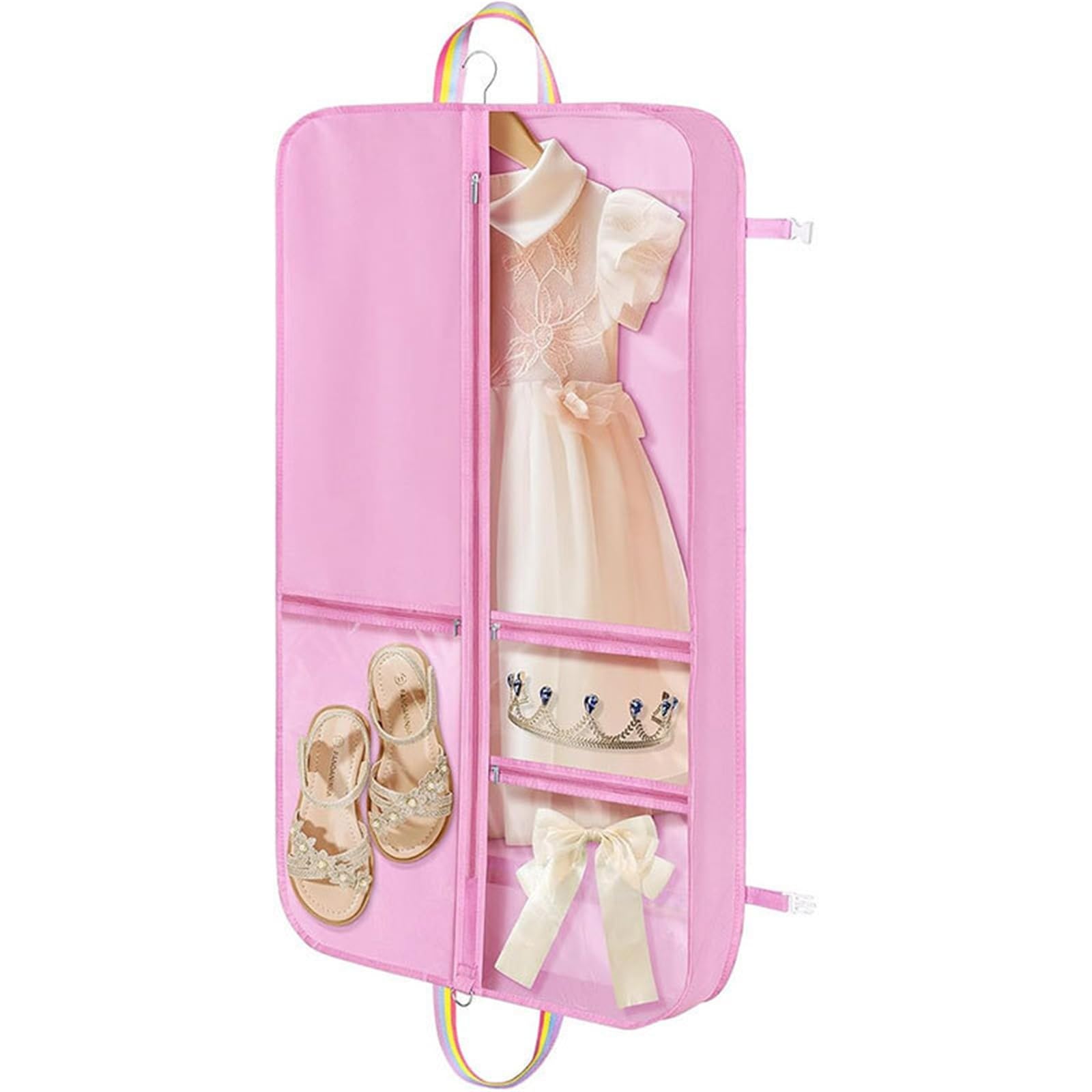 Clothes Covers Protector Bags Dance Costume Garment Bag For Hanging Clothes Competition Cover With Clear Zipper Pockets Portable Travel Storage(Pink)