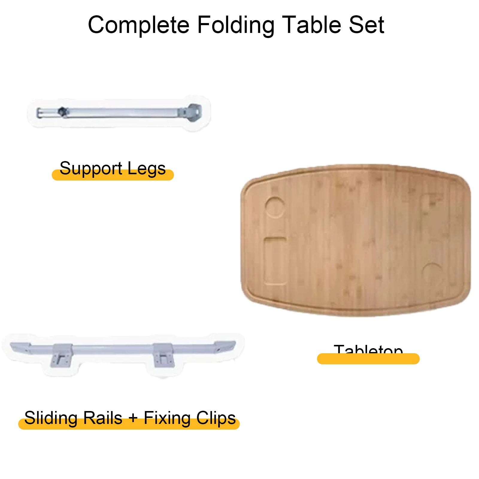 Table Camping Car Pliantes Légères, Table de Camping Murale, Kit de Pieds Pliants avec Glissières Et Emplacements pour Tasses, pour Pique Nique en Plein Air, 80x52x85cm