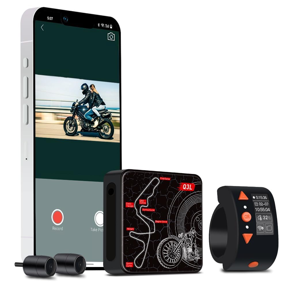 VSYSTO WiFi Dash Camera per moto, controller con display OLED, download video ad alta velocità, telecamera anteriore e posteriore 1080P, avviso in caso di vibrazioni anomale, sensore G (Q3L)