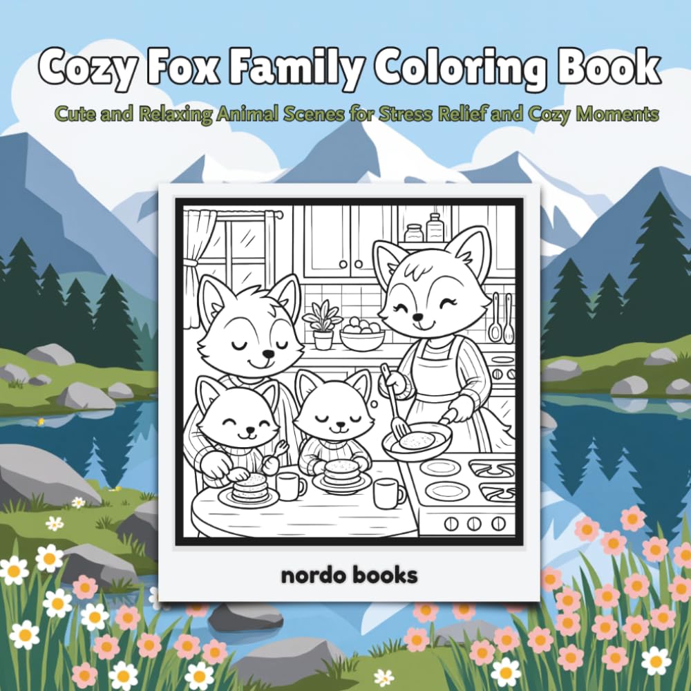 Cozy Fox Family: Coloring Book Featuring Cute and Relaxing Animal Scenes for Stress Relief and Cozy Moments