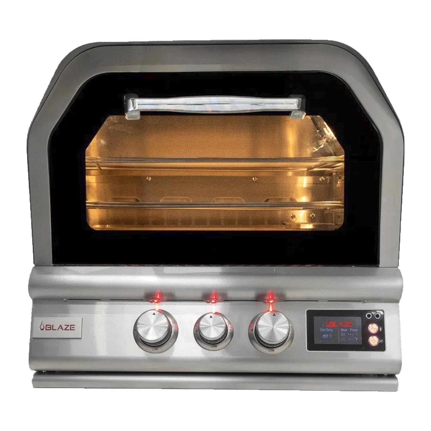 Blaze 26-inch built-in outdoor pizza oven with rotisserie in stainless steel