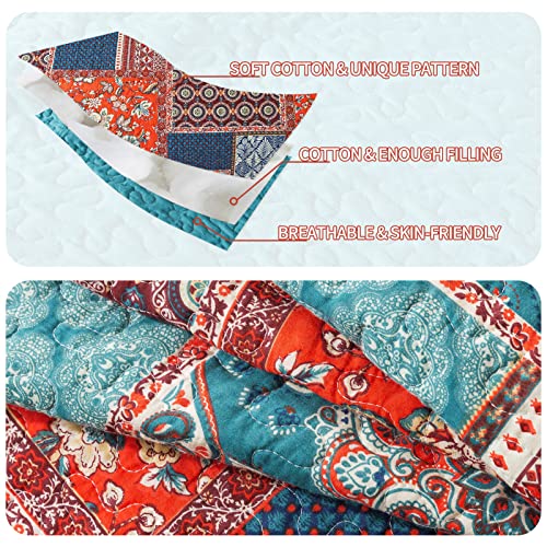 VAPUTAR Cotton Quilt King Size Bedding Set - 3 Pieces King Quilt Bedding Set, Boho King Size Quilts, Lightweight Reversible Coverlets Bedspreads for Farmhouse Bedroom