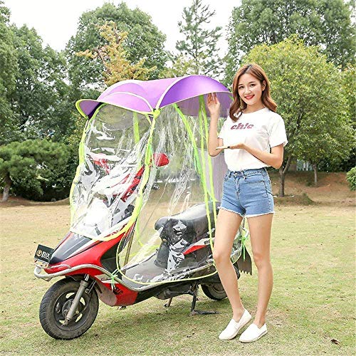 Cubierta parasol eléctrica universal, transparente, completamente cerrada, parasol scooter, sombrilla movilidad y cubierta lluvia, resistente al agua, espesa, rosa, sin vieirror (púrpura sin vieirror) Cover