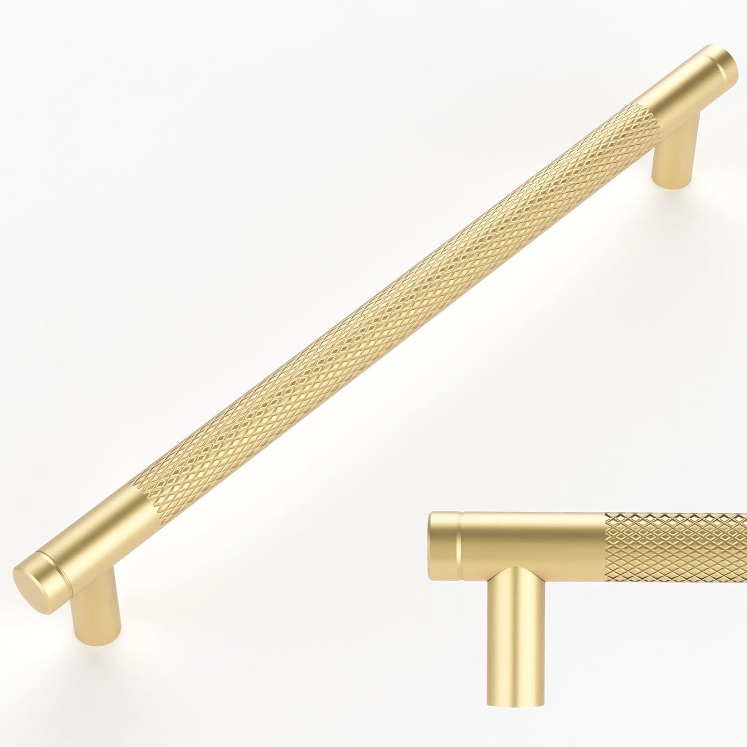 Amerdeco 10 Pack Gold Knurled Cabinet Pulls 320mm Inch Center to Center Kitchen Cabinet Handles for Drawer Dresser, Cupboard and Wardrobe AM003
