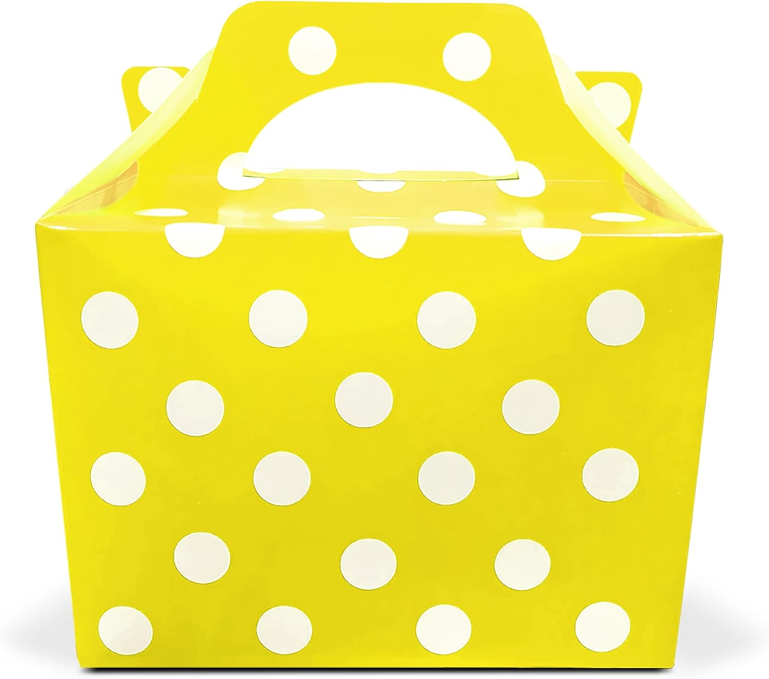 Lotus 50 x Polka Dots Spotty Design Children/Kids Party Boxes Carry Food Meal Fun Picnic Birthday Wedding Favour/Baby Shower Party Halloween Trick or Treat Box Loot Bag (Yellow)