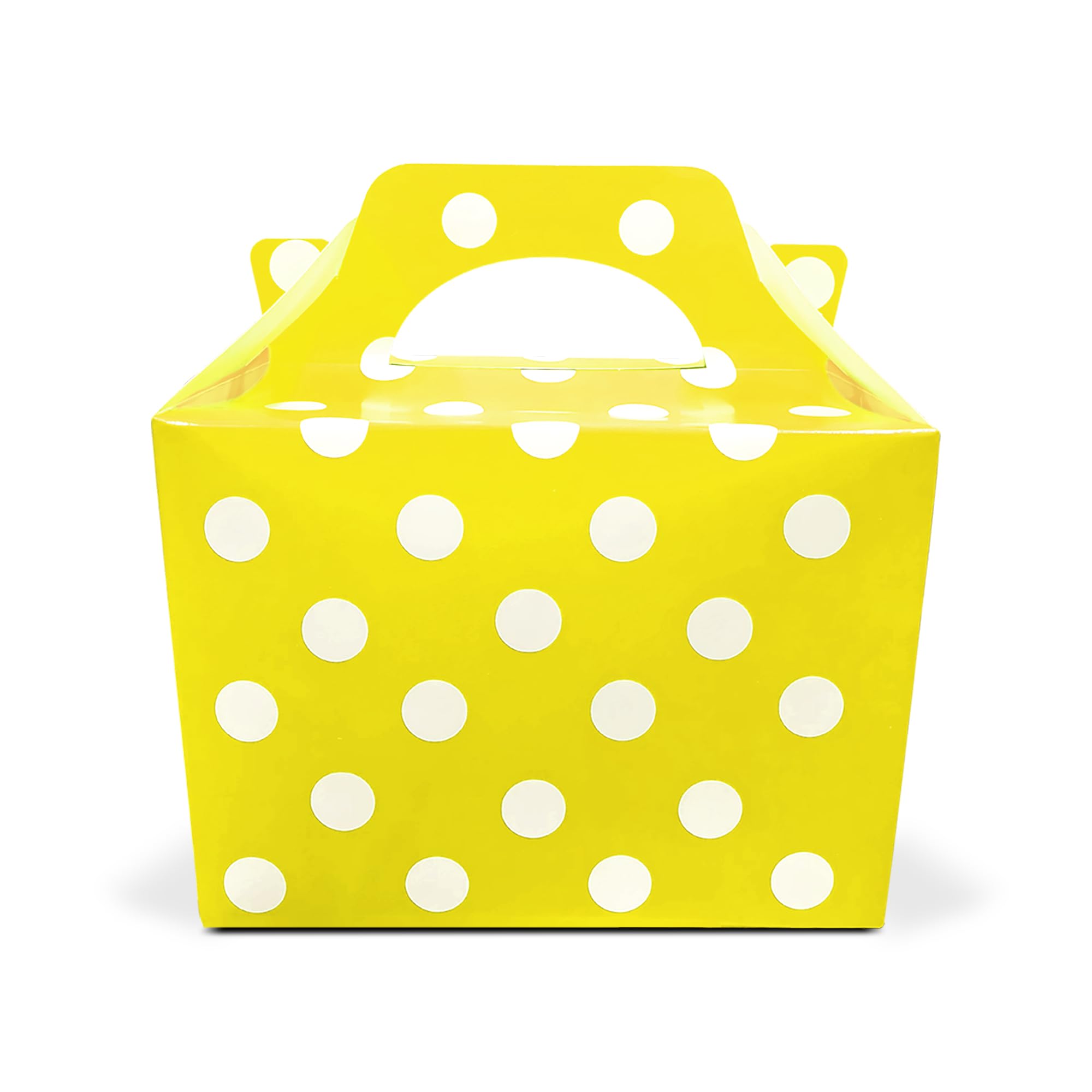 Lotus 30 x Polka Dots Spotty Design Children/Kids Party Boxes Carry Food Meal Fun Picnic Birthday Wedding Favour/Baby Shower Party Halloween Trick or Treat Box Loot Bag (Yellow)