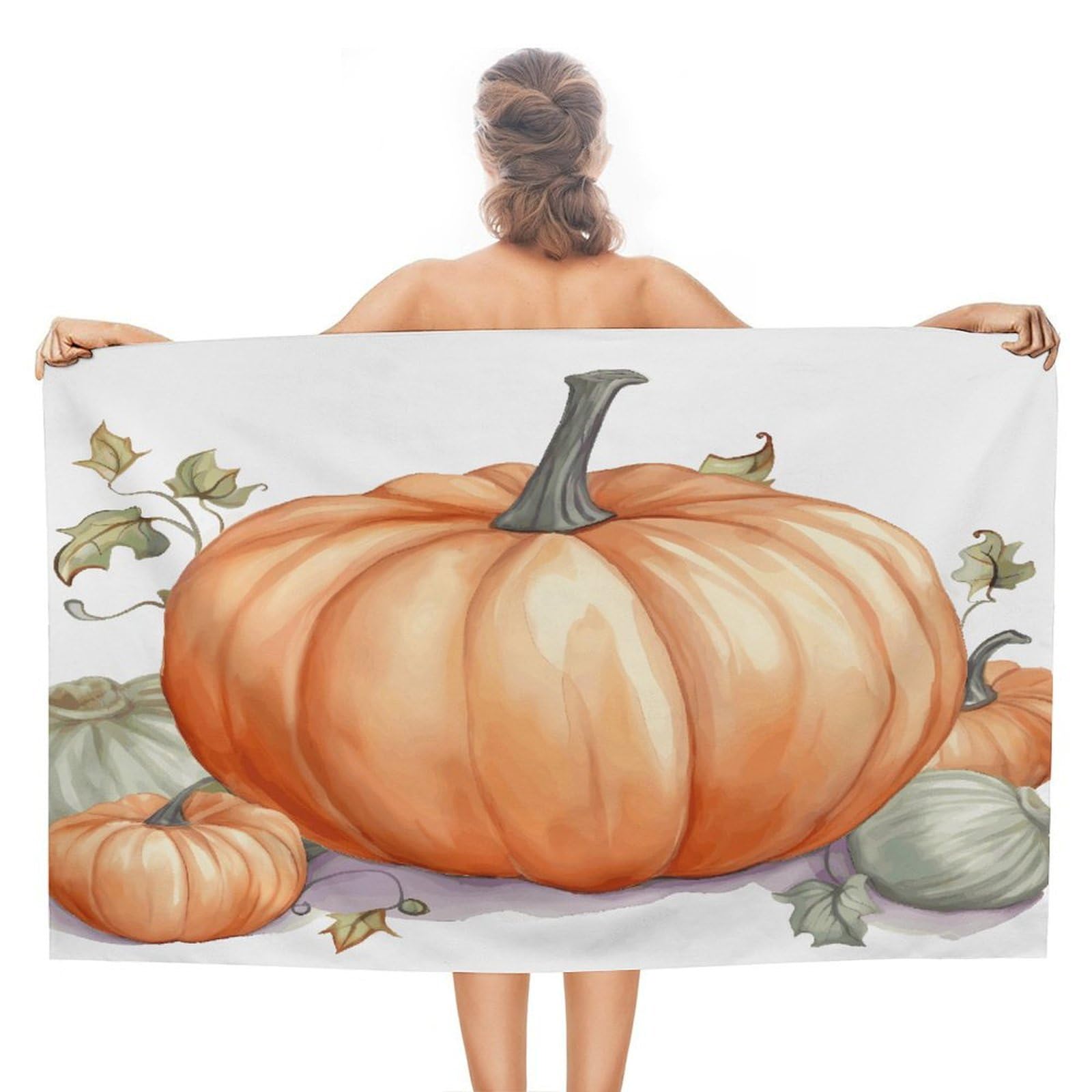 VstaDank Fall Watercolor Pumpkins Beach Towels Super Absorbent Soft Lightweight Towel Large Stylish Swim Pool Towels Quick-Dry Oversize Bath Towel Travel Blankets for Adult Vacation&Gift