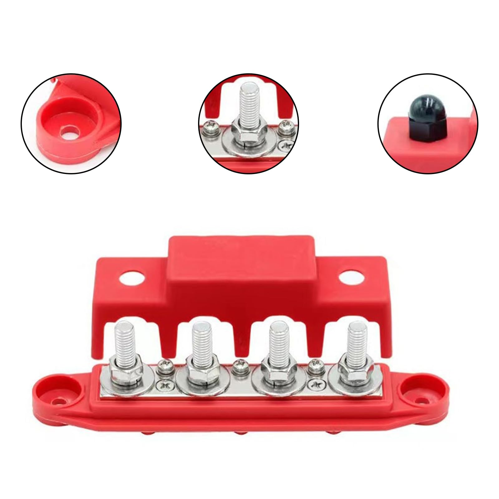 Blocco di Distribuzione M8, Morsettiera Distribuzione, Connettore a Bullone, con 4 bulloni, adatto per auto da 12V-48V, navi e sistemi di energia solare
