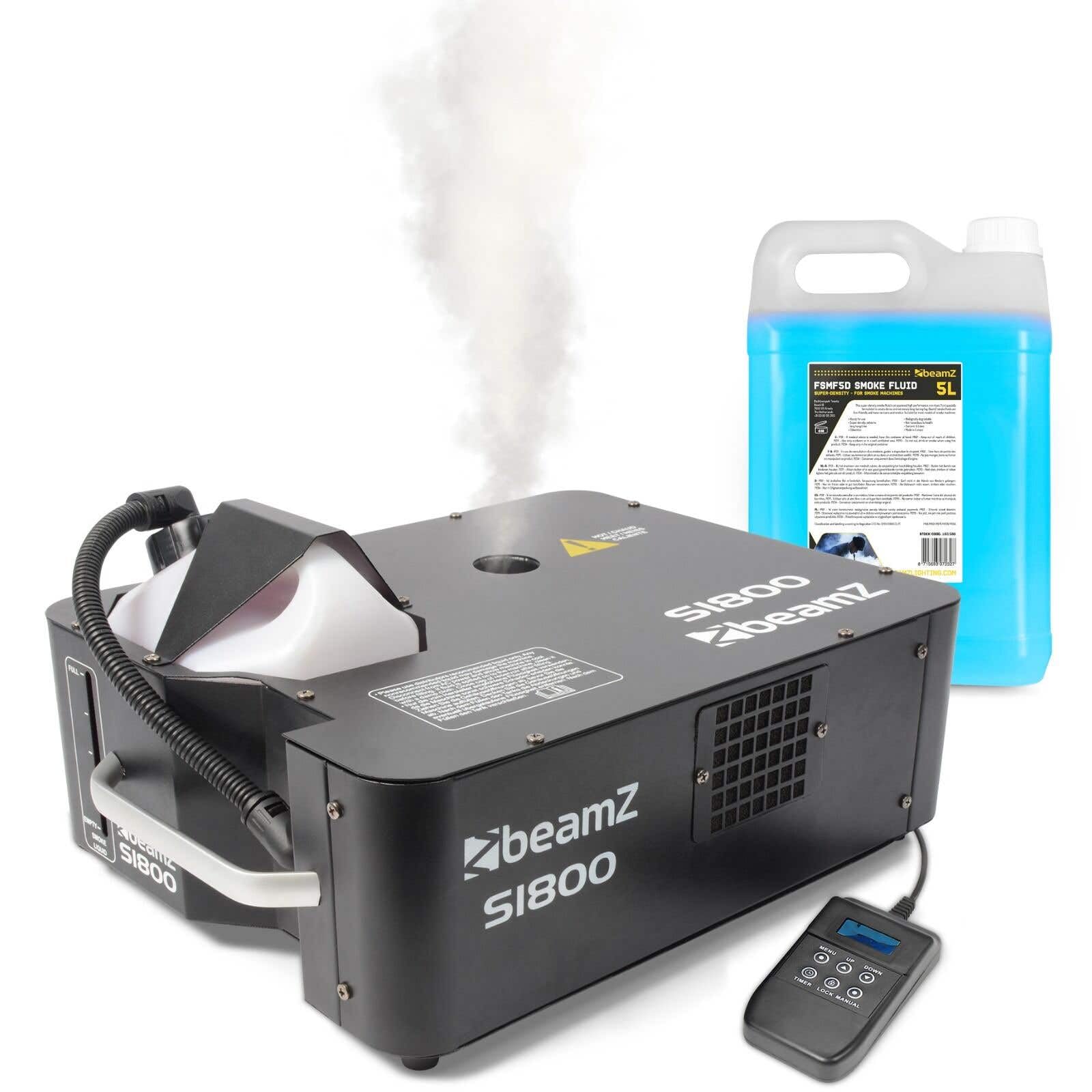 BeamZ S1800 DMX Nebelmaschine 2in1 - Vertikal & Horizontal mit 5 Liter Nebelfluid, 1800 Watt Rauchmaschine, Party Nebel für professionelle Shows, Smoke Machine für Hochzeiten, DJs, und Partys