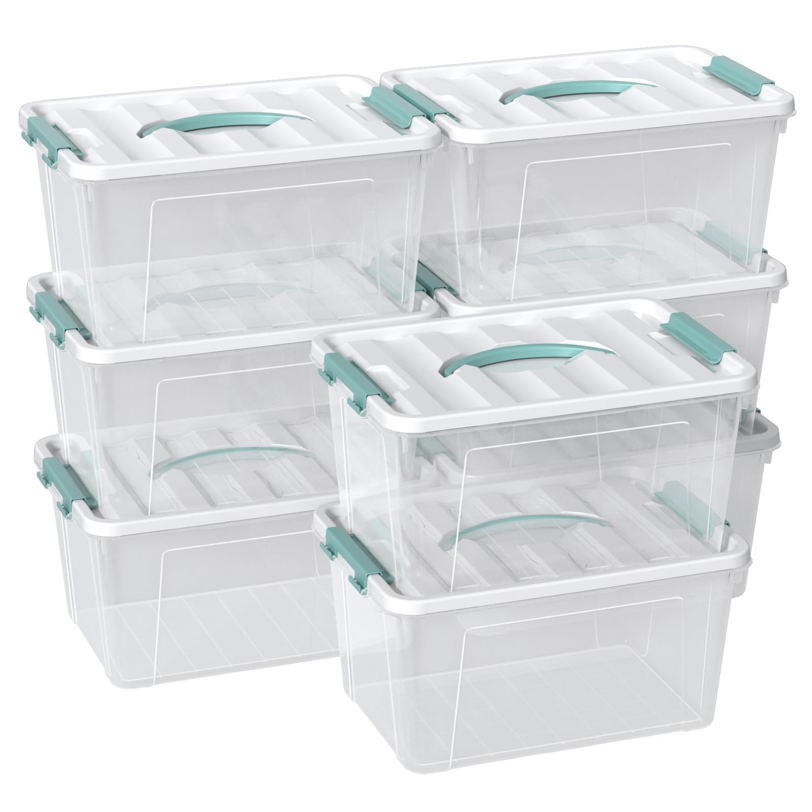 Ucake 8 Packs Plastic Storage Bins with Lids, 14 Quart Clear Storage Latch Box