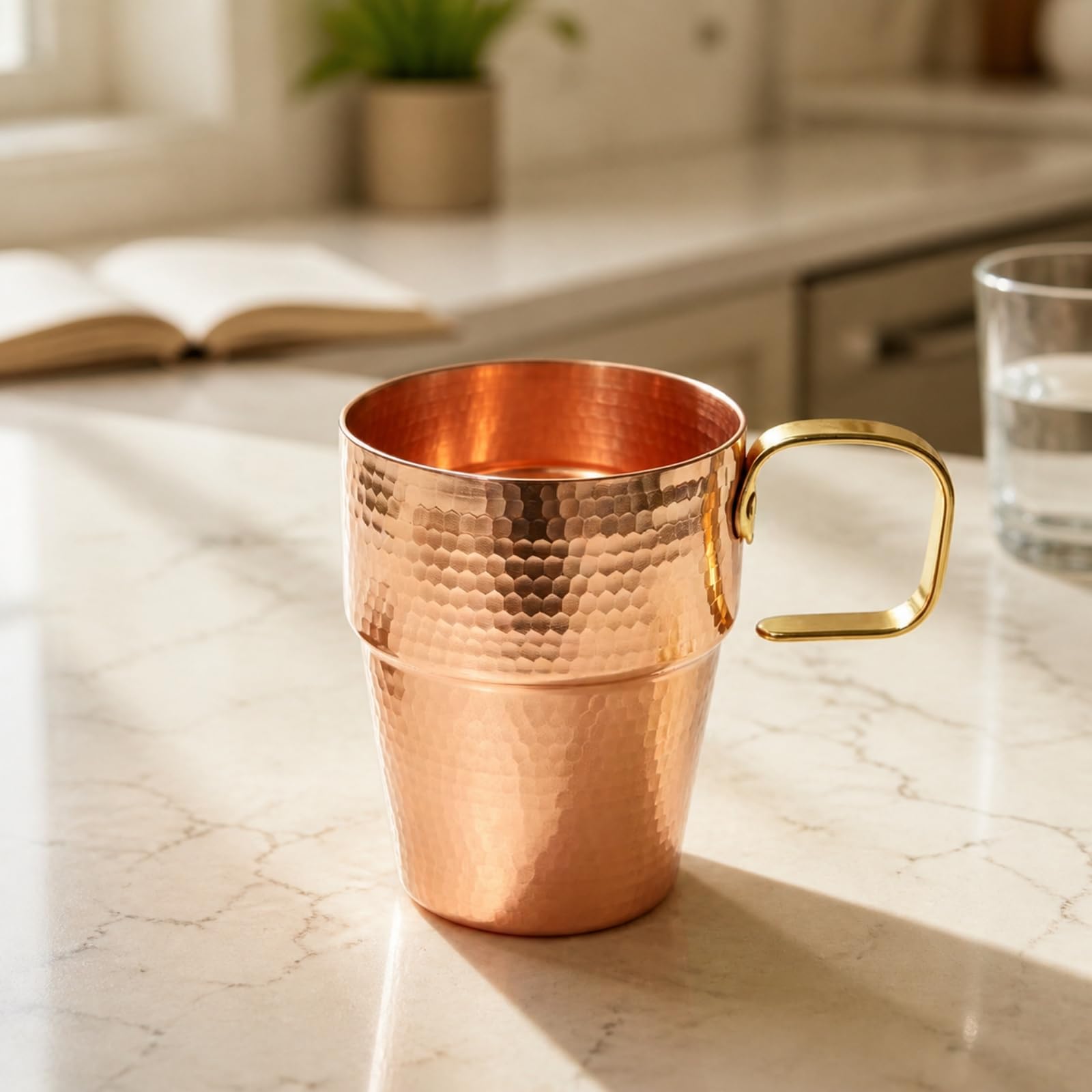 Tasse En Cuivre Ovale Vaisselle, Finition Martelée