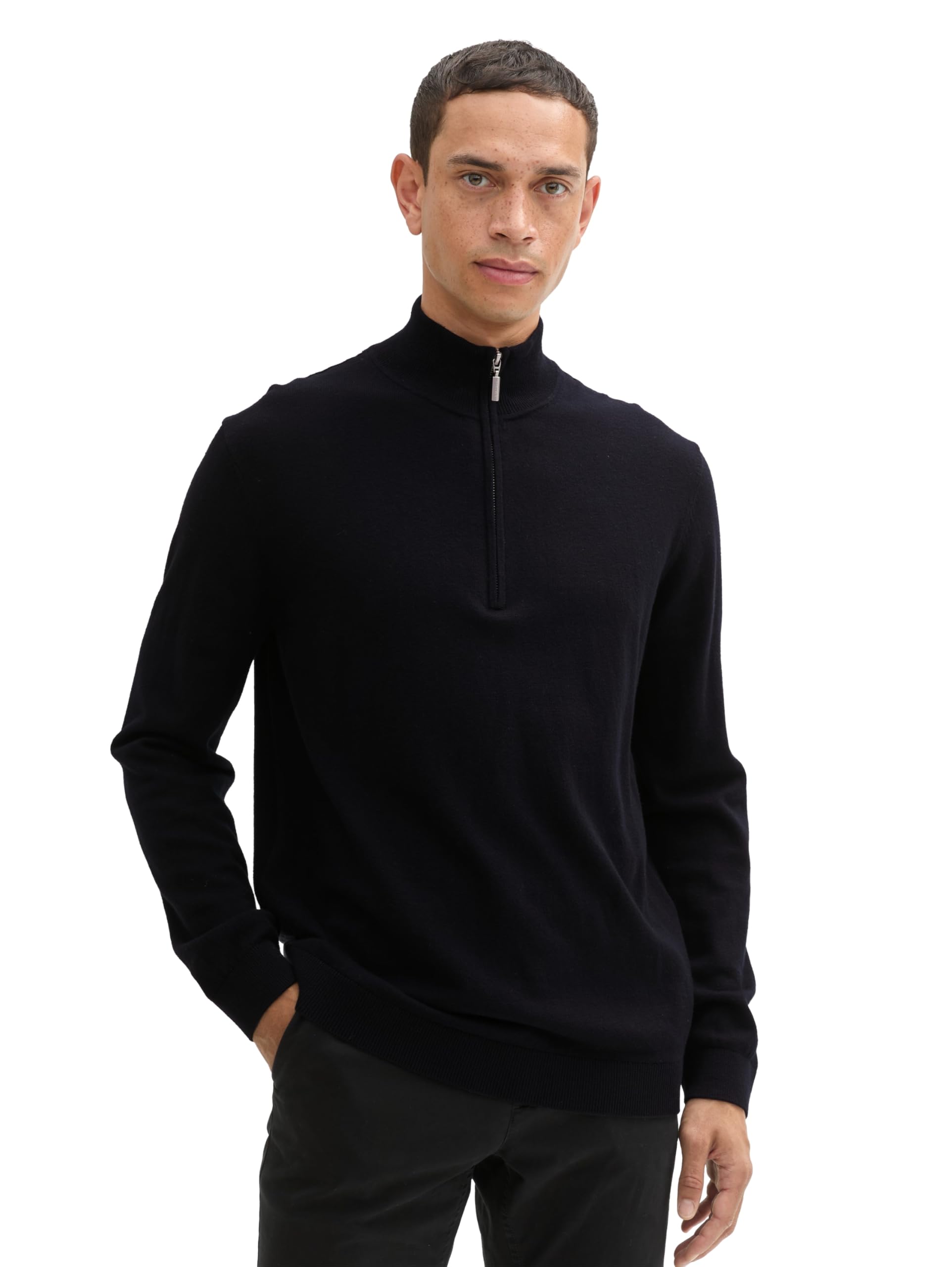Tom Tailor Herren 1043268 Basic Troyer-Pullover mit Kaschmir
