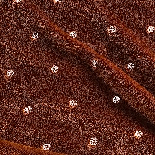 Superior Fleece Blanket, Plush, Fluffy, Soft, Decorative Blankets For Bedroom, Sofa, Fuzzy Bedding, Cute Woven Room Decor, Beautiful Cover, Comfort Essentials, Polka Dot, Full/Queen Size, Sepia #TOP2