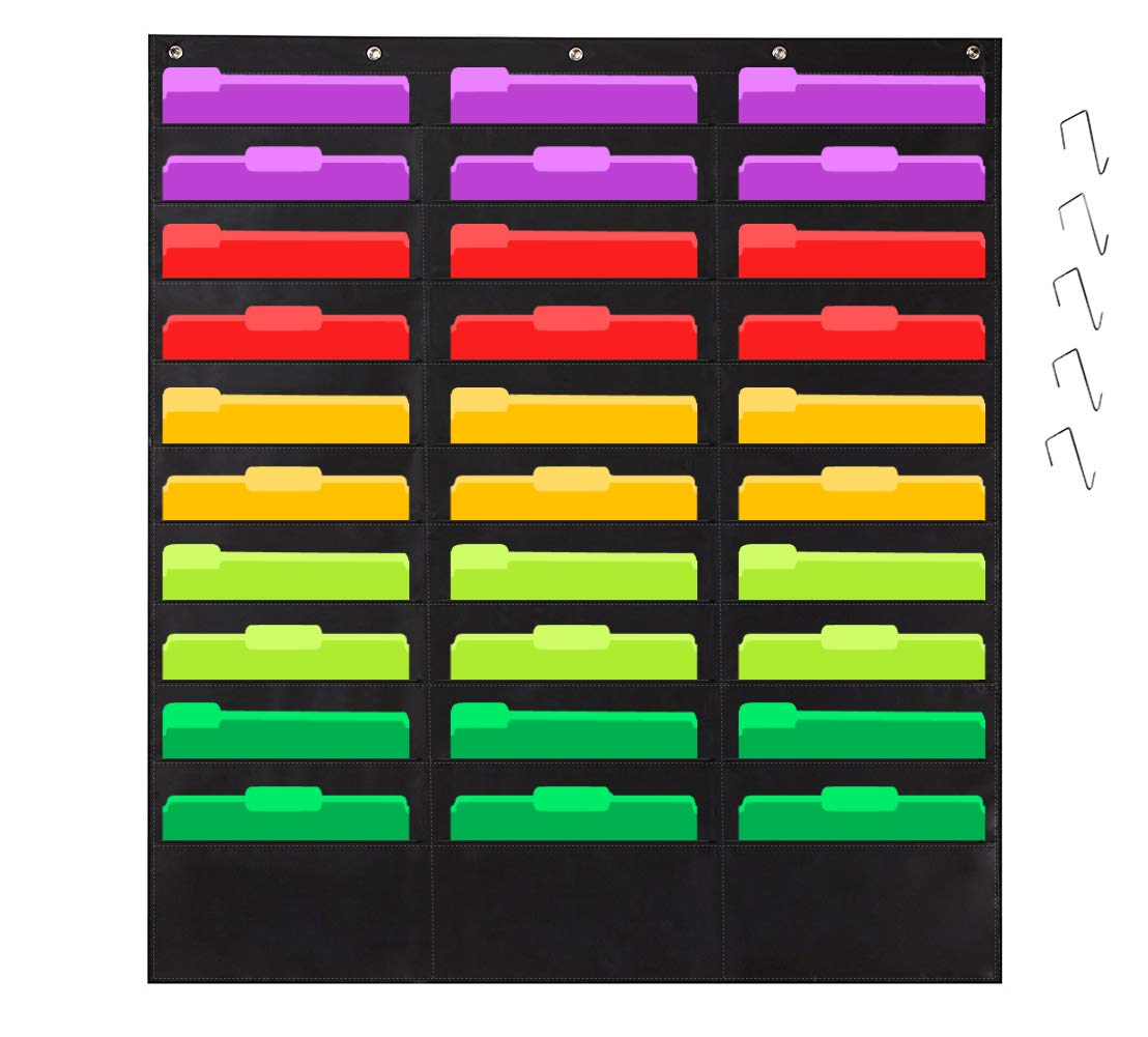 30 Pocket Storage Pocket Chart Hanging Wall File Organizer w/Label