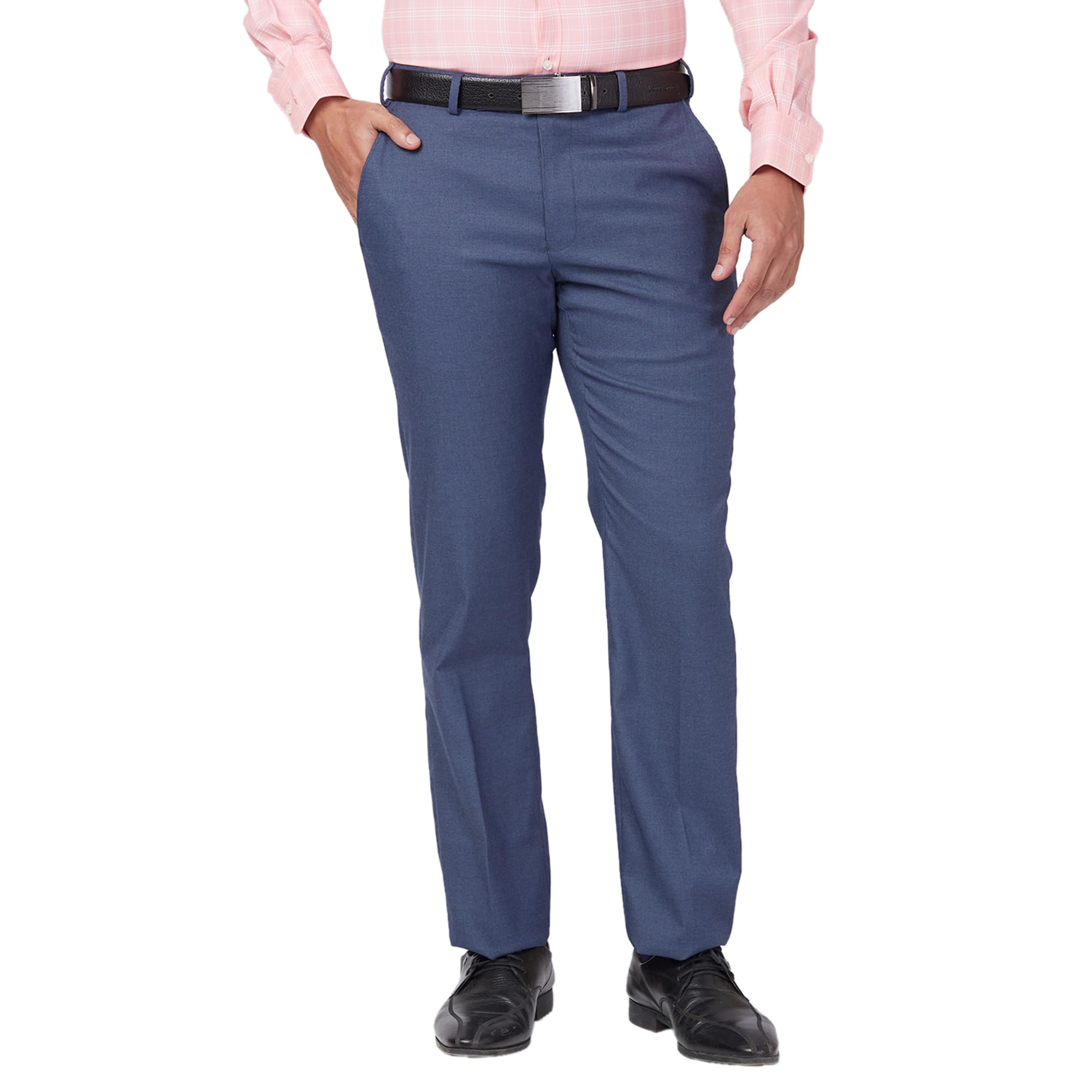 park avenue Men's Regular Fit Solid Pattern Polyester Blend Pleated Formal Trouser-picture-27