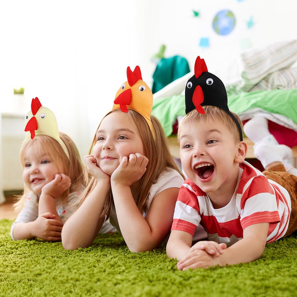 Amosfun 3pcs Chicken Headband, Halloween Rooster Headwear, Farm Costume Animal Costume Photo Prop, Halloween Easter Chicken Headband - Image 2