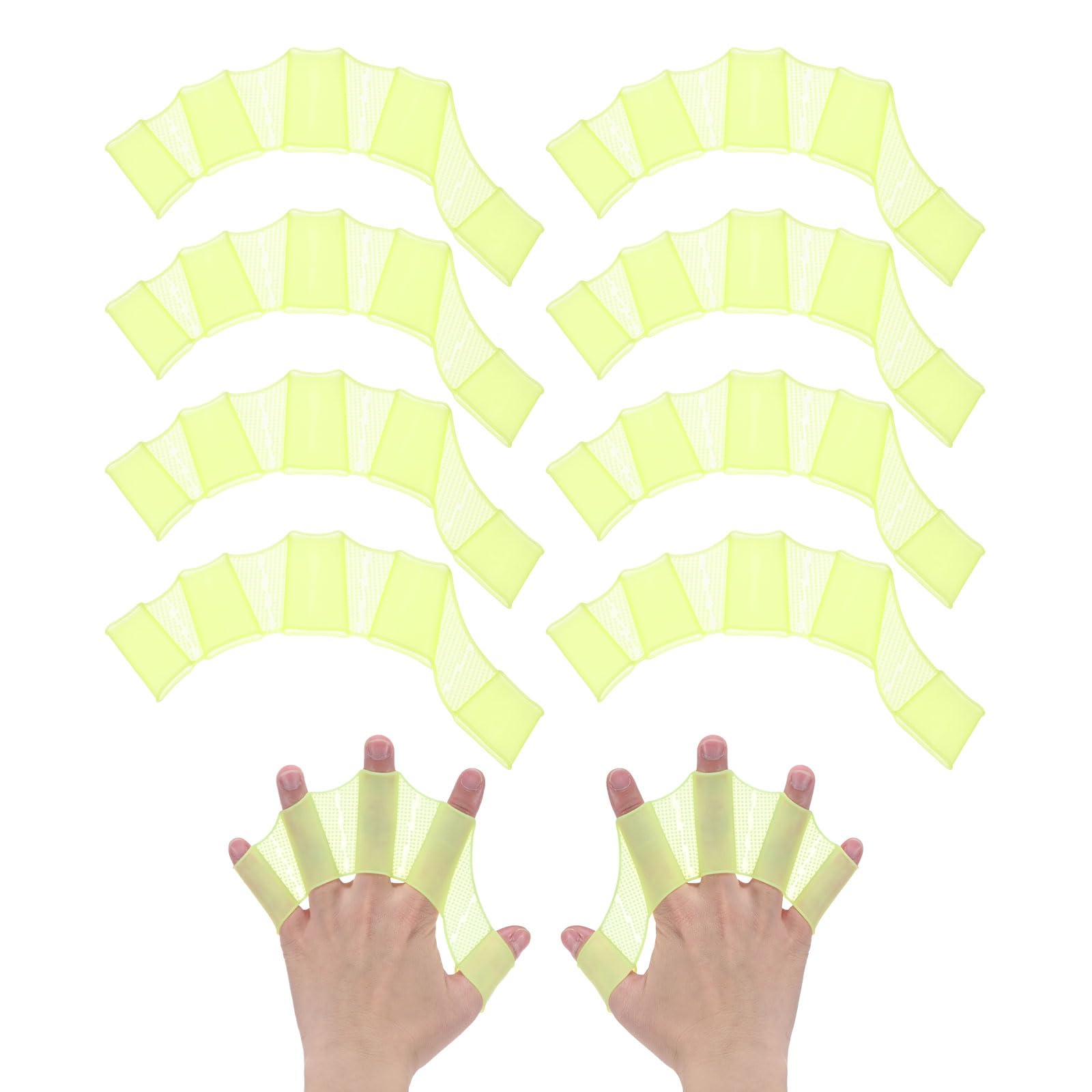 M METERXITY 4 Pair Silicone Swimming Gloves Webbed Swim Gloves Half-Finger Frog Type Large Swim Training Gloves Water Resistance for Swimming/Diving/Water Aerobics [Yellow Green]