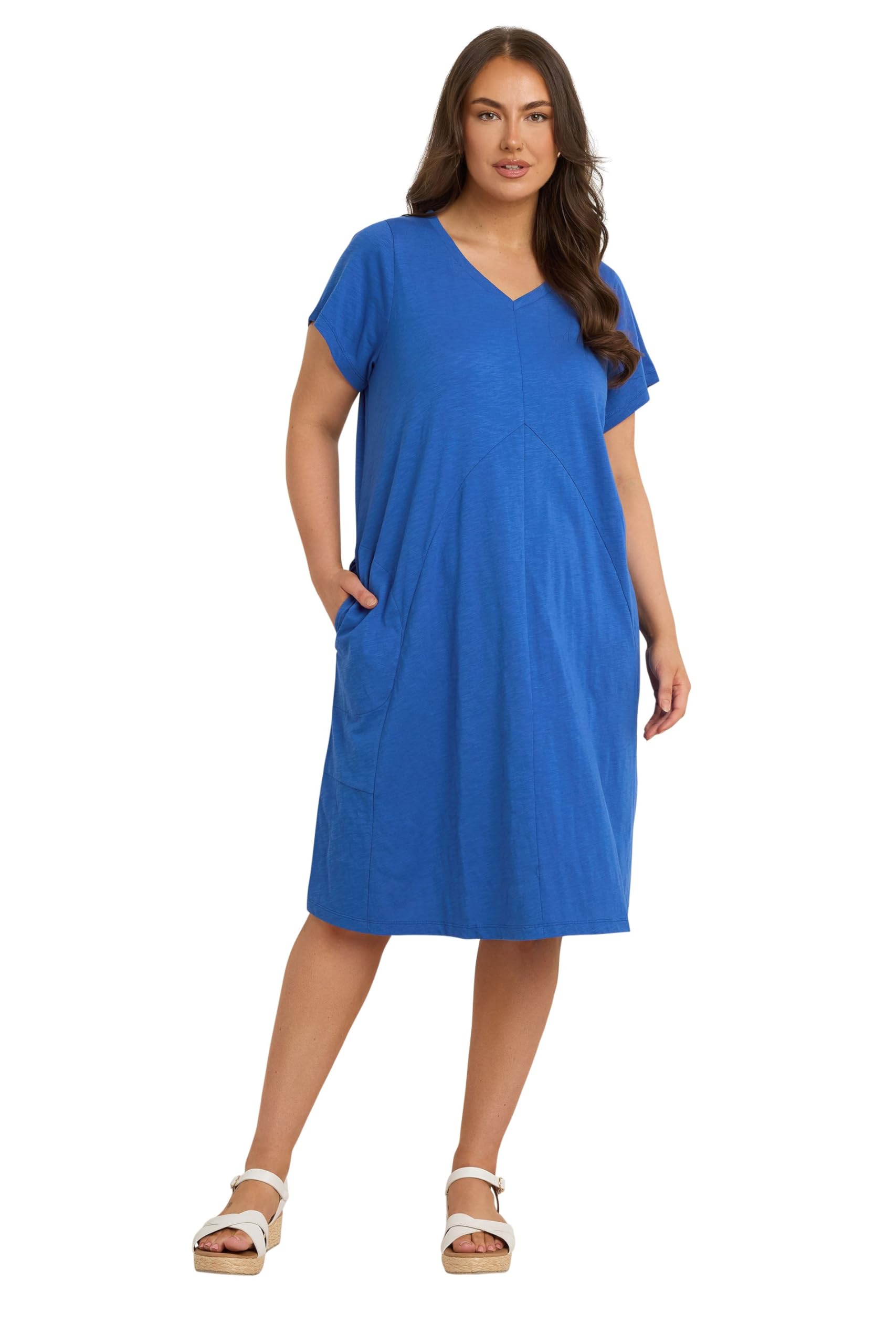 Evans Women's Blue Plus Cobalt Premium Cotton Mini Dress Size 26-28
