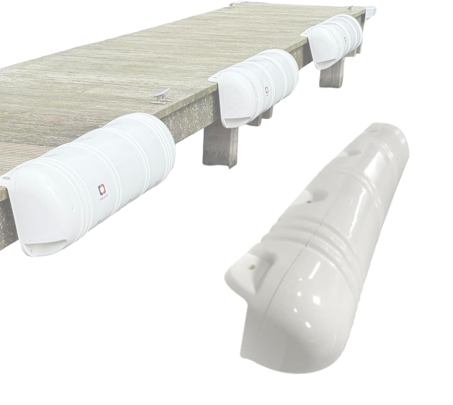 Boot Stegfender Lang aufblasbar Kanten Boxenfender Dock Bumper Motorboot Segelboot Marine Fender Allwetter Anlegefender Lang 90cm x 25cm Gross Weiss