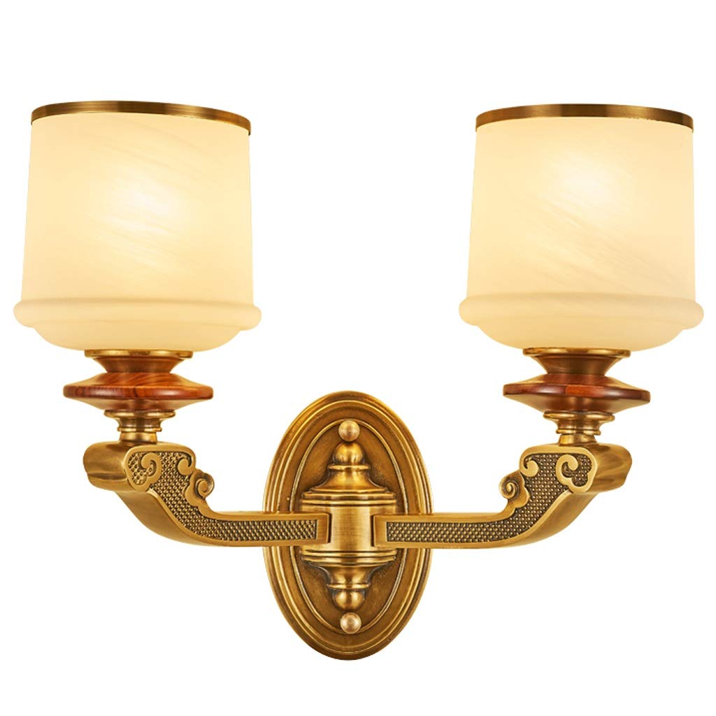 HXYSXHJUO Indoor Wall Lamp Modern Chinese Mahogany Copper Glass Background Corridor Balcony Decoration Sconce (B)