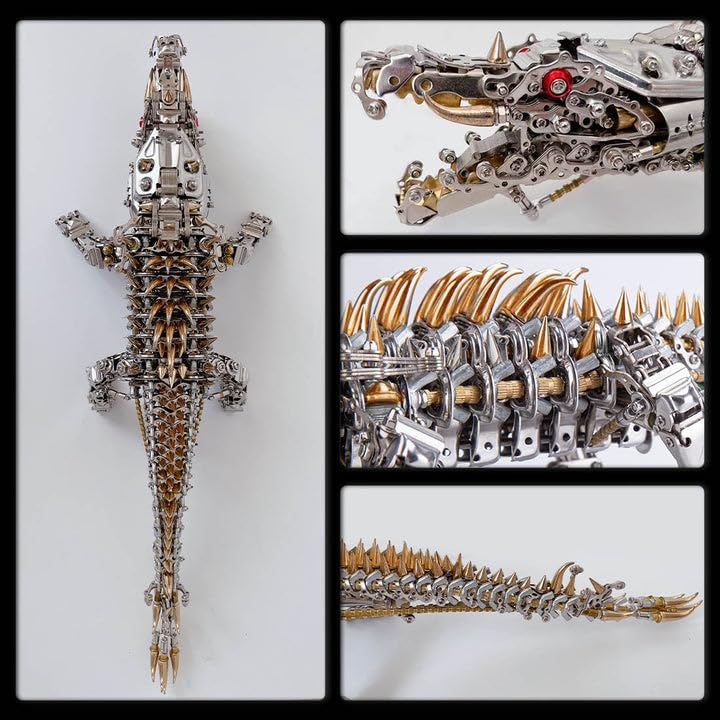 Metalkitor Metalowe puzzle 3D dla dorosłych, zestawy modeli krokodyli, DIY, ozdoba, rękodzieło, łamigłówka, idealna dekoracja biurka i wybór na prezent (1500 szt., brązowe)