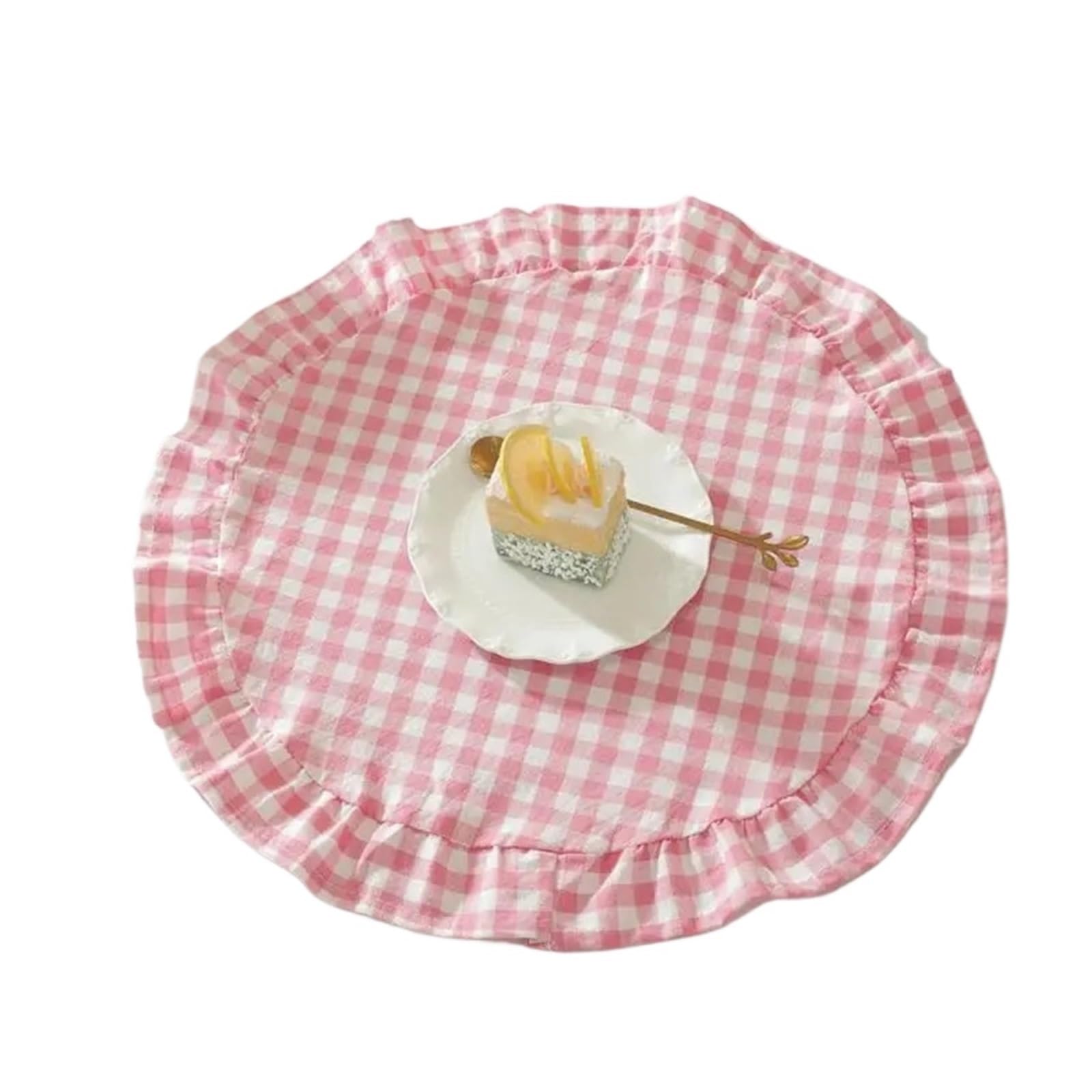 Ruffle Placemats Checkered With Ruffle Picnic Party Supplies Plaid Table Mat(Pink)