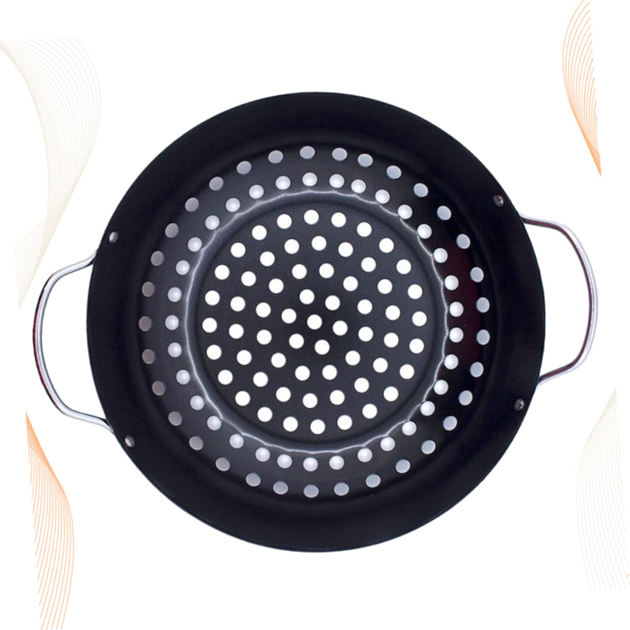 SUPVOX Piastra per Barbecue Rotonda in Acciaio con Foro, Padella Antiaderente per Grigliare Carne e Pesce, Facile da Pulire, per Uso Domestico e All'aperto