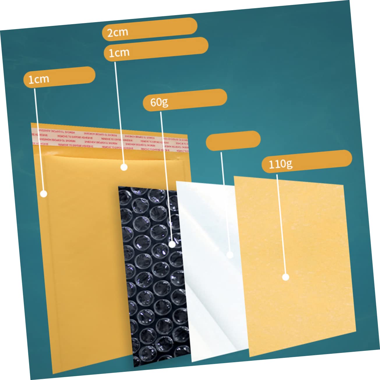 MAGICLULU 50pezzi Buste Imbottite Kraft Impermeabili Sacchetti Per Spedizione Autoadesivi Protezione Per Lettere e Prodotti Durante La Spedizione