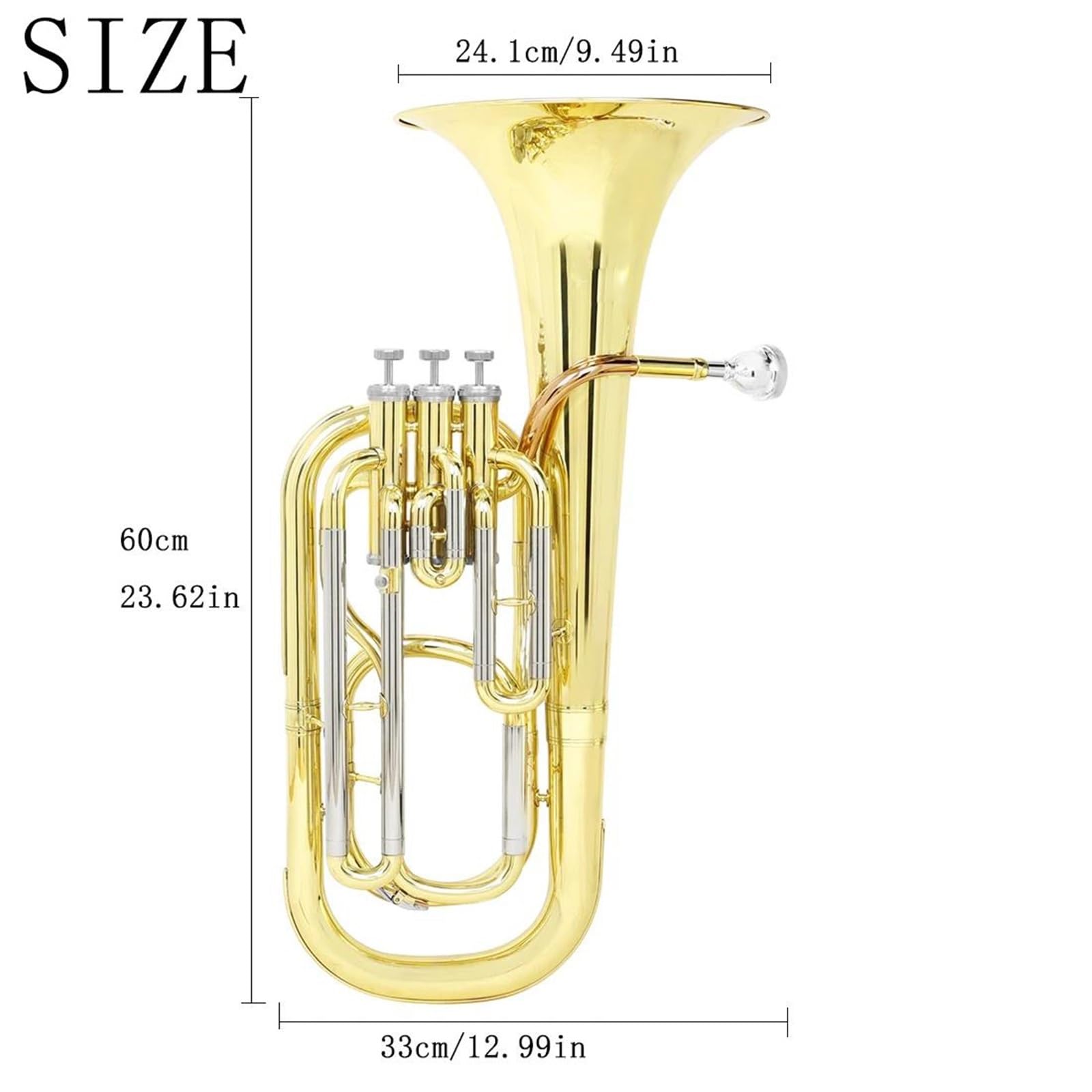 Eufonium Bb Euphonium 3 Kluczowy Pionowy Róg Tenorowy Baryton Z Rękawiczkami Materiałowymi Mosiężne Instrumenty Muzyczne