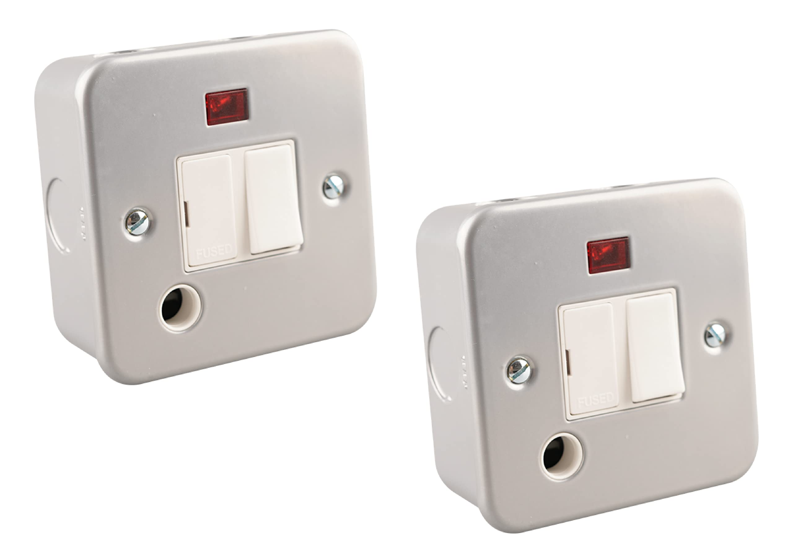 WK Metal Clad Series for Workshop, Garage etc (13A Fused & Switched Spur Unit with Neon&Holex2pcs)