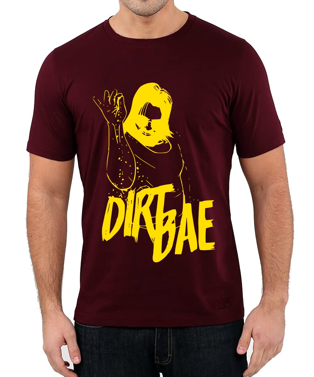 CaseriaMen's Round Neck Cotton Half Sleeved T-Shirt with Printed Graphics - Dirt Bae