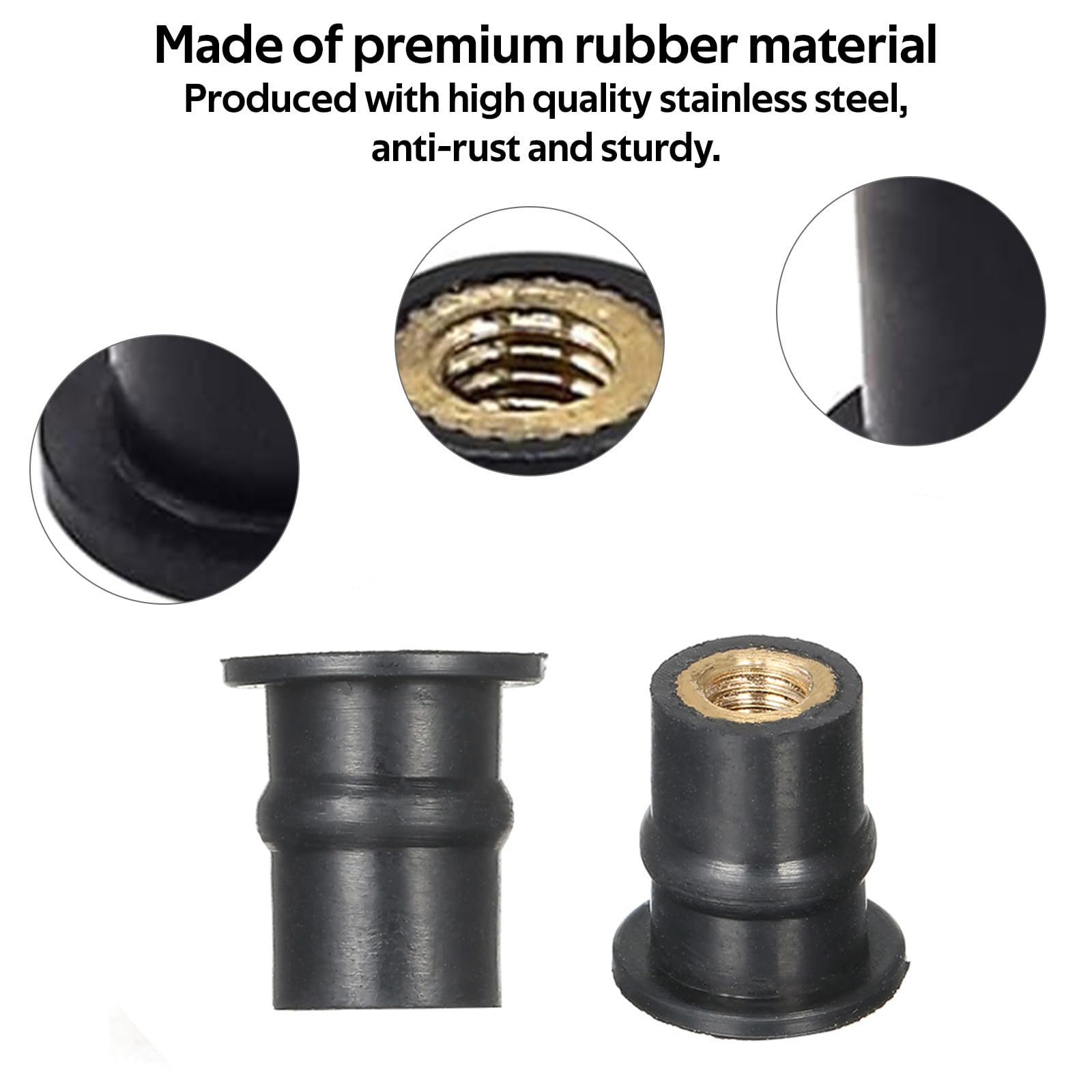 GIONAR 25 Pcs M5 Rubber Well Nuts for Motorcycle Windshields Durable Anti-Rust Fairing Windscreen Fastener Screw Nut - Image 4