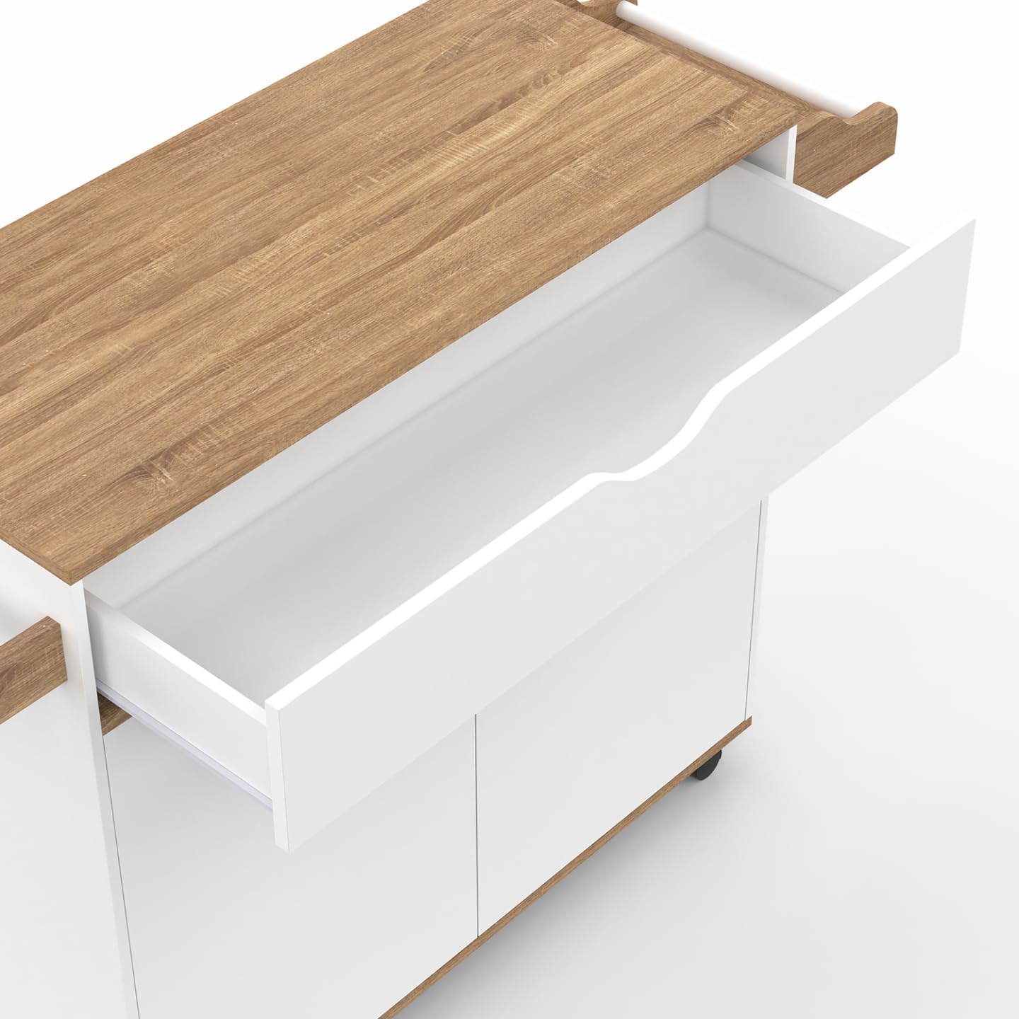 IDMarket - Küchenschrank COSY XXL mit weißer Schublade und Buchenholzplatten B.90 CM