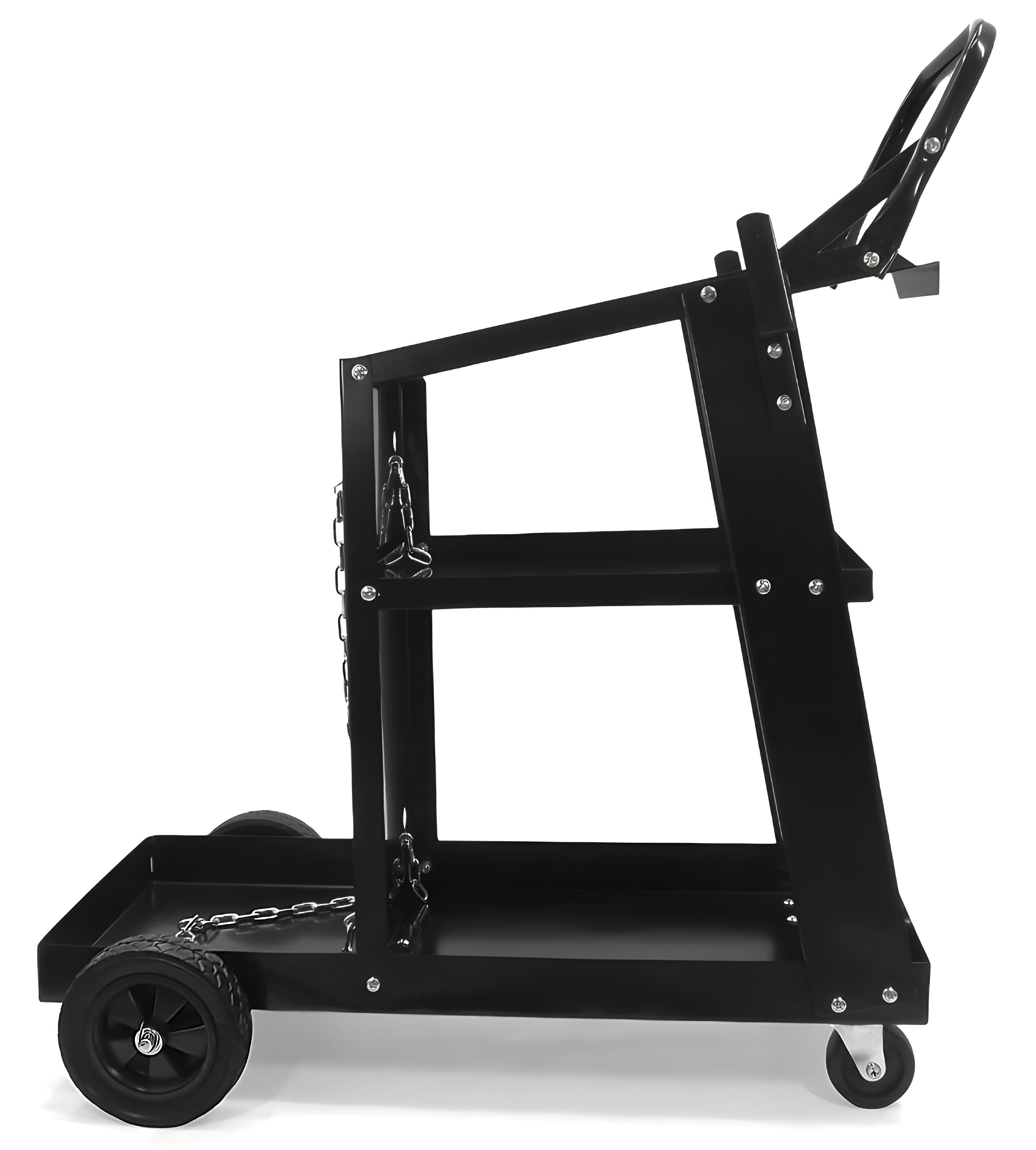 Carrello da officina per saldatura con gas - Capacità di carico 60 kg, 3 ripiani, costruzione in acciaio, maniglia di trasporto, per saldatrice MIG/MAG TIG