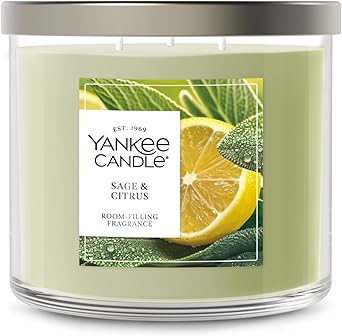 Yankee Candle 3 Wick Candle Jar, Scented Candle with up to 40 Hours of Burn Time, Premium Plant Wax Blend for Consistent Long Lasting Scent from First to Last Burn, Sage & Citrus