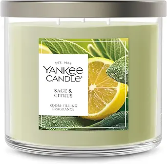 Yankee Candle 3 Wick Candle Jar, Scented Candle with up to 40 Hours of Burn Time, Premium Plant Wax Blend for Consistent Long Lasting Scent from First to Last Burn, Sage & Citrus