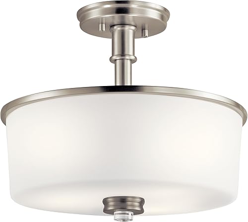 Kichler Joelson - 3 luces semiempotradas de 14.25 pulgadas con ópalo grabado satinado y vidrio transparente en níquel cepillado disponible en Yaxa Costa Rica