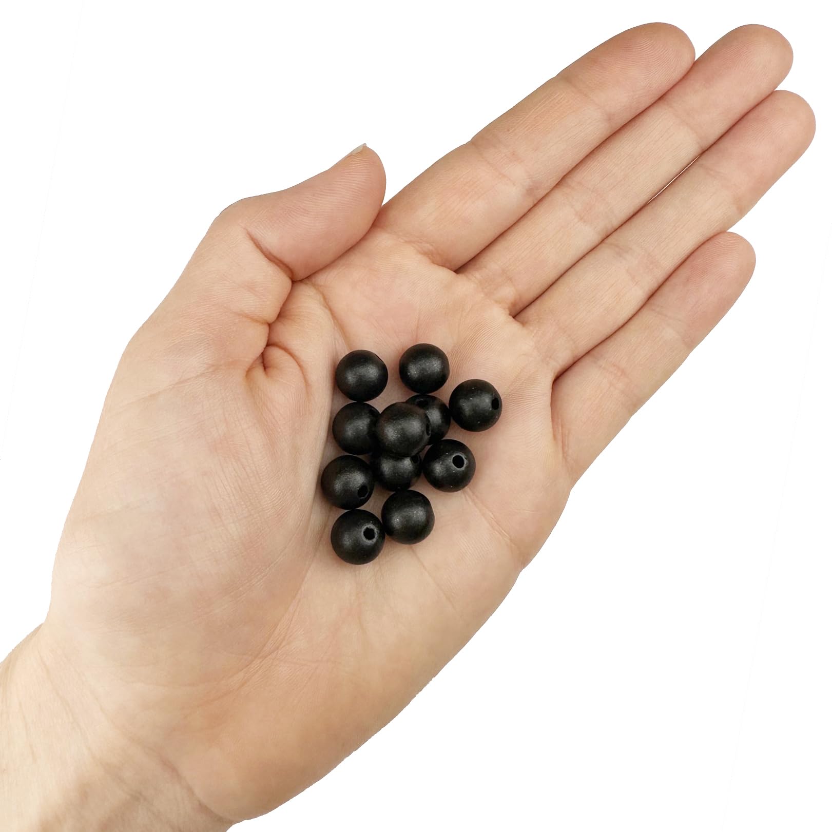 Koraliki z mosiężnym rdzeniem, Opakowanie 1000 okrągłych koralików akrylowych z otworem 2,9 mm w wielu kolorach i różnych rozmiarach(Matte Black,10mm)
