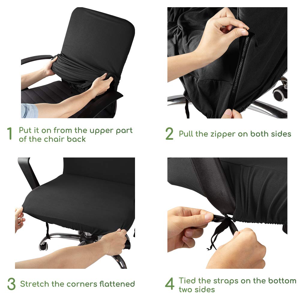 Fodera Sedia Ufficio 2 Pezzi - Coprisedile E Copribraccioli Elastico, Traspirante, Vari Colori - Foto 6