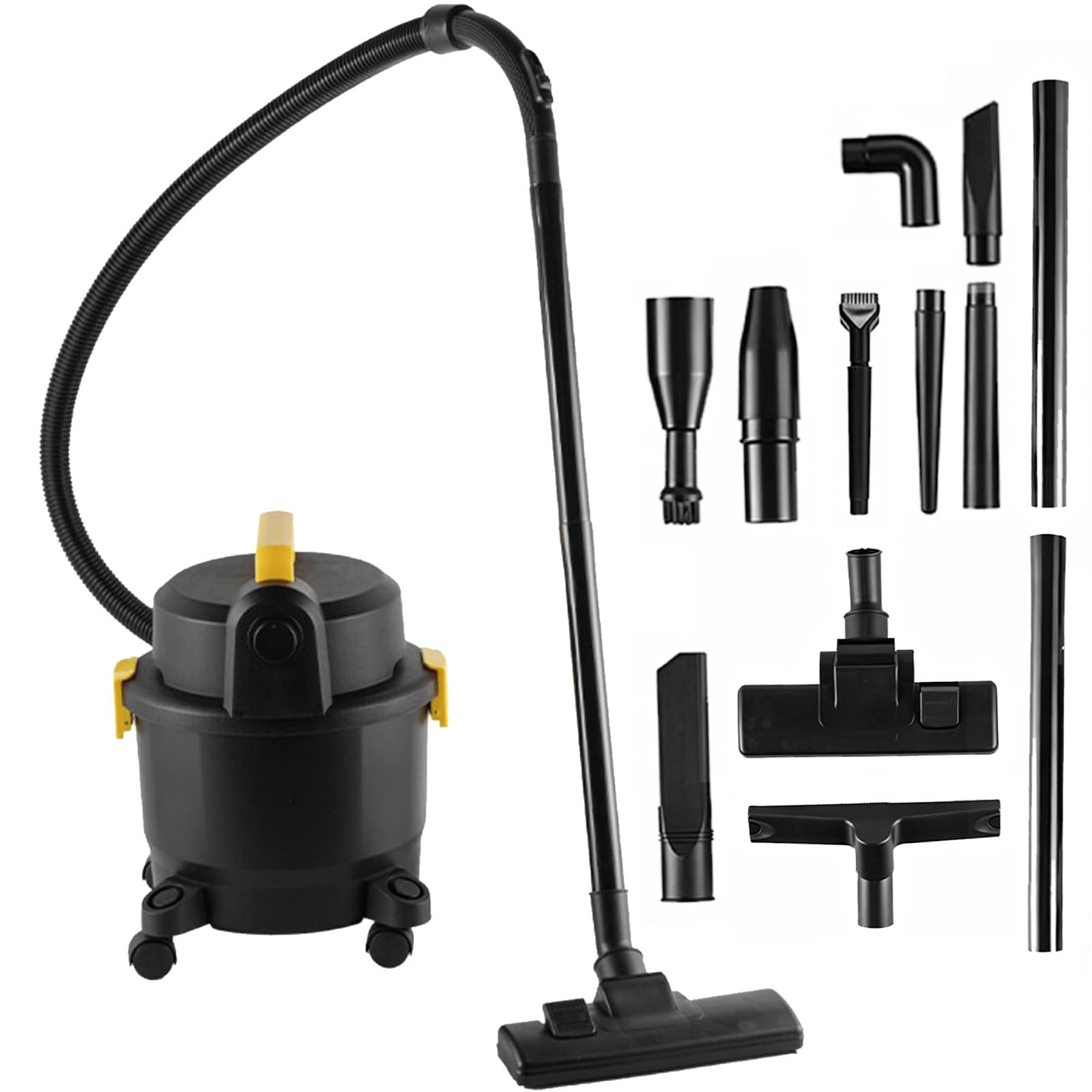 15L Wet and Dry Vacuum Cleaner with Blow Function, 1000W Portable Cylinder Hoover, 18 kPa Suction, 5m Power Cable, 1.5m Hose, for Home, Car, Garage and Workshop