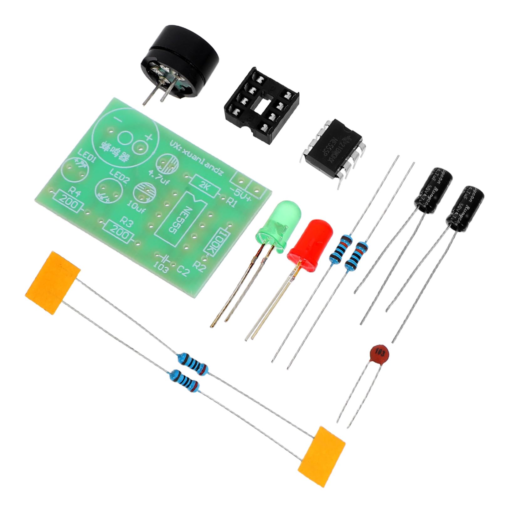 – 555 Timer Circuit Kit Ne555 Multivibrator Suite Practical Soldering Training Board with Dual LED Flasher Astable Oscillator for Electronics Learning and DIY Projects 3pcs