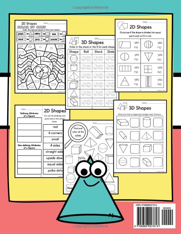 2D and 3D Shapes Workbook for First Grade: Grade 1 Geometry, 2D Shape and 3D Shape Activities, Shape Attributes, Partitioning Shapes, Naming Shapes, Color by Code, Homeschool and Classroom Use - Image 2