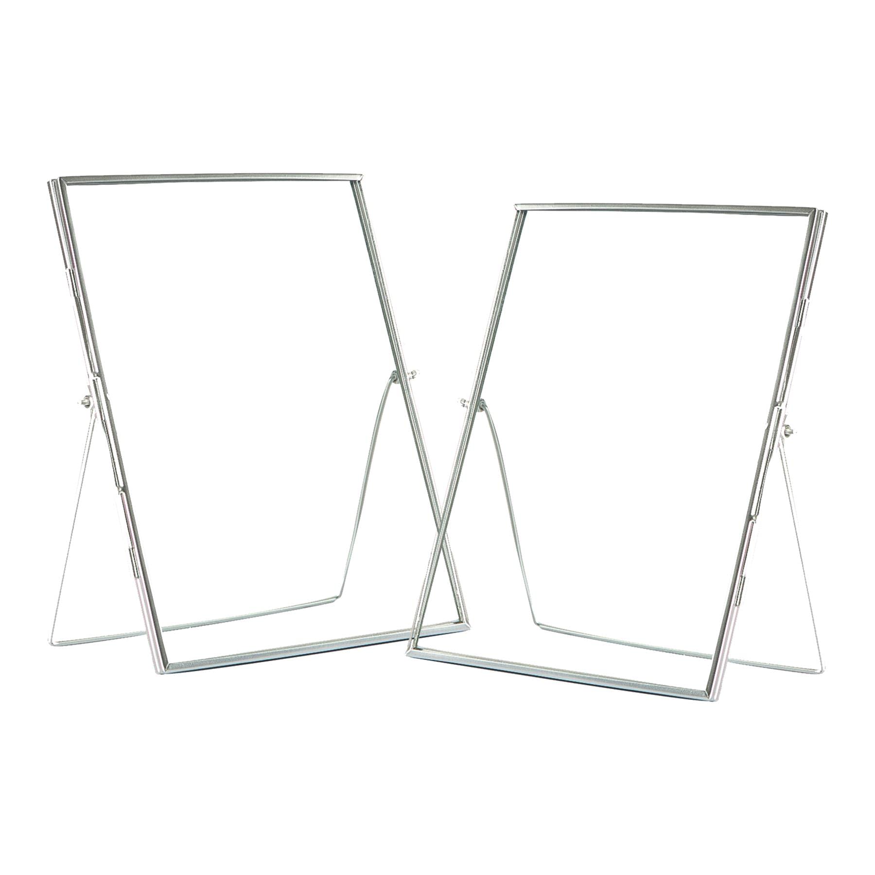 Nicola Spring Silver Metal Photo Frames - Fits Photo Size 8 X 10 (20 X 25Cm) - Pack Of 2 - Picture Frame Portrait Orientation Freestanding Square Certificate Display Poster Case